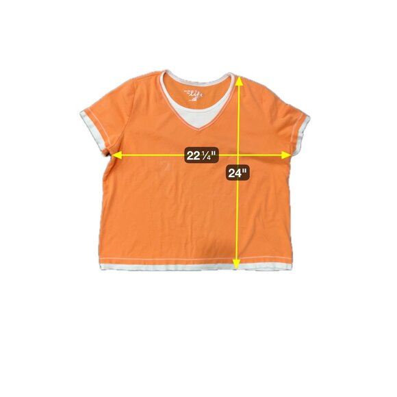 Made For Life  Orange White Short Sleeve V-Neck Top Sz 2X - Picture 6 of 8